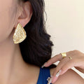 European American Style Thick Edge Triangle Metal Stud Earrings With Silver Pins view 4
