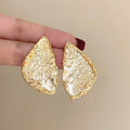 European American Style Thick Edge Triangle Metal Stud Earrings With Silver Pins view 3