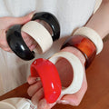 Acrylic Resin Wrinkled Geometric Round Open Bangle, Western Style Fashion Jewelry view 3