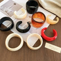 Acrylic Resin Wrinkled Geometric Round Open Bangle, Western Style Fashion Jewelry view 2