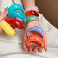 European Style Marbled Resin Wide Bangle Minimalist Statement Bracelet For Women view 1