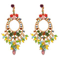 Light Luxury Floral Round Artificial Crystal Tassel Drop Earrings With Silver Needles view 5