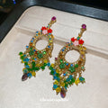 Light Luxury Floral Round Artificial Crystal Tassel Drop Earrings With Silver Needles view 4