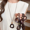 Vintage Acrylic Resin Round Geometric Ethnic Style Sweater Necklace For Women view 1