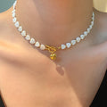 French Vintage Shell Beaded Heart Sweater Necklace Elegant Vacation Style Collarbone Jewelry view 2
