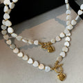 French Vintage Shell Beaded Heart Sweater Necklace Elegant Vacation Style Collarbone Jewelry view 1