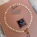 French Vintage Shell Beaded Heart Sweater Necklace Elegant Vacation Style Collarbone Jewelry view 3