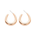 Minimalist U Shaped Iron Hoop Earrings With Smooth Oval Metal Stud Design For Women view 5