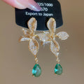 18K Gold Plated Copper Zircon Flower Teardrop Court Style Stud Earrings view 2