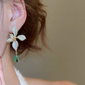 18K Gold Plated Copper Zircon Flower Teardrop Court Style Stud Earrings view 3