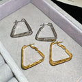 18K Gold Plated Copper Geometric Square Pendant Hoop Earrings For Women Trendy欧美 Style view 4