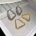 18K Gold Plated Copper Geometric Square Pendant Hoop Earrings For Women Trendy欧美 Style view 2