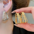 18K Gold Plated Copper Geometric Square Pendant Hoop Earrings For Women Trendy欧美 Style view 1