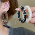 Metal Yarn Woven Geometric Round Pendant Hoop Earrings For Women, European Style Dangle Jewelry view 2