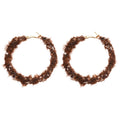 Metal Yarn Woven Geometric Round Pendant Hoop Earrings For Women, European Style Dangle Jewelry view 5