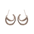 Alloy Silver Needle Sparkling Zircon Double Layer C-Shaped Geometric Drop Earrings For Women view 5
