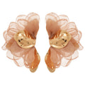 Metal Chiffon Fabric Flower Pendant Drop Earrings For Women Vacation Sweet Floral Style view 5