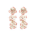 Metal Painted Flower Tassel Drop Earrings Sweet Floral Pendant Ear Studs For Women view 5