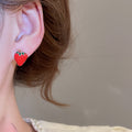 Sparkling Rhinestone Fruit Stud Earrings Alloy Strawberry Cherry Sweet Pastoral Jewelry For Women view 3