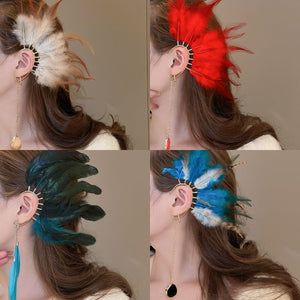 Bohemian Feather Resin Pendant Drop Earrings For Women European American Fashion Ear Hooks