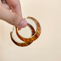 Vintage Bohemian Acrylic Hollow Geometric Round Hoop Earrings With Silver Needles view 4