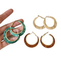 Vintage Bohemian Acrylic Hollow Geometric Round Hoop Earrings With Silver Needles view 5
