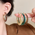 Vintage Bohemian Acrylic Hollow Geometric Round Hoop Earrings With Silver Needles view 1