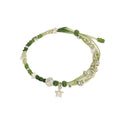 Handwoven Cord Lucky Clover Star Beaded Adjustable Forest Style Bangle For Women view 5