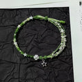 Handwoven Cord Lucky Clover Star Beaded Adjustable Forest Style Bangle For Women view 3