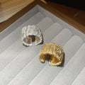 Light Luxury Alloy Open Ring With Crumpled Texture Geometric Design For Women view 2