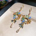 French Court Style Zircon Flower Tassel Crystal Drop Earrings With Vintage Luxury Design view 4