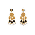 Vintage Palace Style Gold Alloy Filigree Chandelier Tassel Pendant Pearl Rhinestone Luxury Earrings view 5