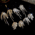 Copper Rhinestone Firework Tassel Drop Earrings With Silver Posts Light Luxury Geometric Jewelry view 2