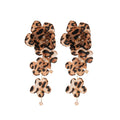 Vintage Ethnic Leopard Print Fabric Flower Tassel Pendant Drop Earrings For Women view 5