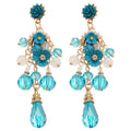 French Court Style Flower Pearl Crystal Drop Earrings With Silver Pin And Rhinestone Accents view 5
