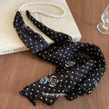 Light Luxury Fabric Pearl Polka Dot Scarf Tassel Sweater Necklace With Geometric Round Charm view 4