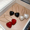 European American Style Faux Pearl Heart Pendant Ear Hook Drop Earrings For Women view 1