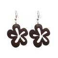 Vintage Wood Hollow Flower Geometric Round Pendant Ethnic Style Drop Earrings view 5