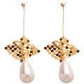 18K Gold Plated Faux Pearl Teardrop Drop Earrings With Silver Pins French Court Style view 5