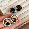 Leopard Print Faceted Acrylic Geometric Round Stud Earrings For Women European Style view 2