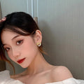 Elegant Double Layer Heart Stud Earrings Sweet Ladylike Heart Shape Women's Jewelry view 3