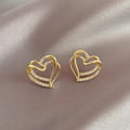 Elegant Double Layer Heart Stud Earrings Sweet Ladylike Heart Shape Women's Jewelry view 2