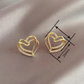 Elegant Double Layer Heart Stud Earrings Sweet Ladylike Heart Shape Women's Jewelry view 4