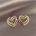 Elegant Double Layer Heart Stud Earrings Sweet Ladylike Heart Shape Women's Jewelry view 1