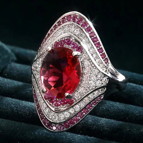Royal Noble Style Imitation Ruby Ring For Women, Luxury Fashion Jewelry