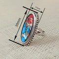 Long Oval Noble Thumb Ring With European Style Colored Marble Texture Niche Jewelry view 4