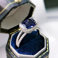 Micro Paved Faux Sapphire Luxury Ring For Women, Quadrilateral Bowknot Dress Jewelry view 1