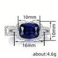 Micro Paved Faux Sapphire Luxury Ring For Women, Quadrilateral Bowknot Dress Jewelry view 4