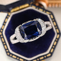 Micro Paved Faux Sapphire Luxury Ring For Women, Quadrilateral Bowknot Dress Jewelry view 2