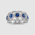 Luxury Style Faux Sapphire Ring For Women Metal Hollow Micro Pave Fashion Jewelry view 2